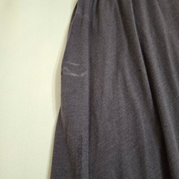 Babydoll Racerback Knit Mini Dress Size M Dusty Blue Grey Gathered Stretch - Picture 6 of 14